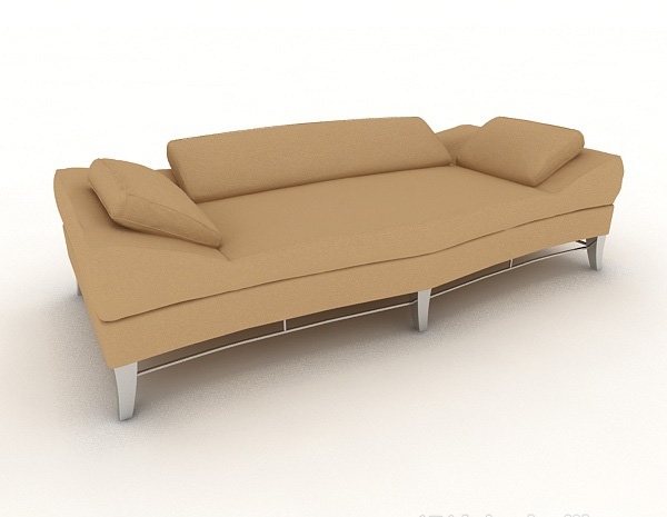 免费简约浅棕色双人沙发3d模型下载