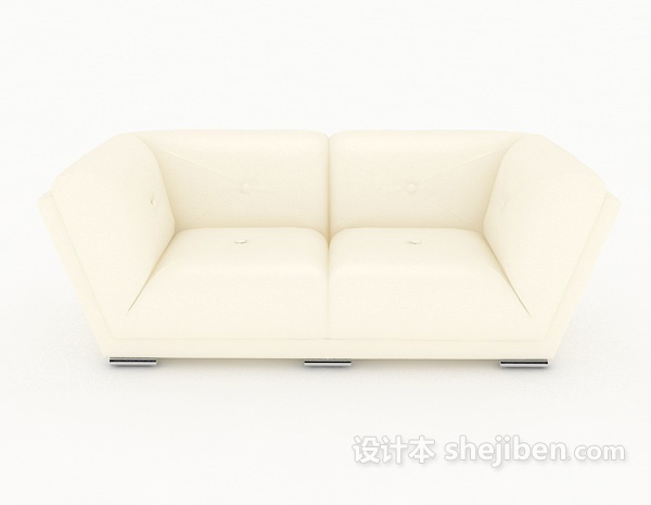 现代风格简约米黄色双人沙发3d模型下载