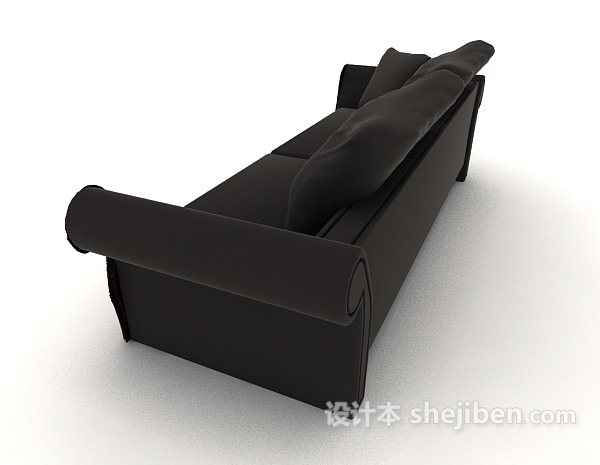 设计本简约休闲黑色双人沙发3d模型下载