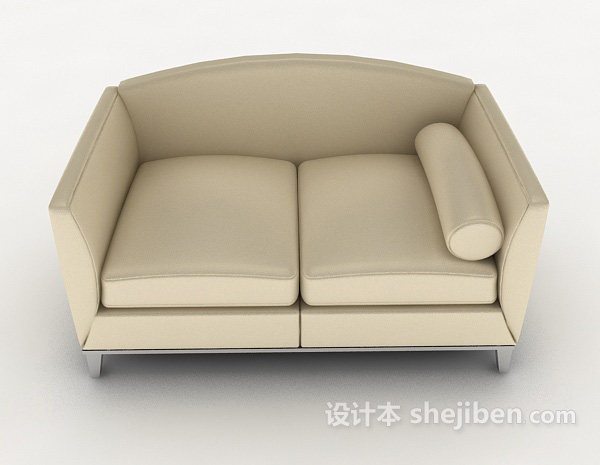 现代风格浅色居家双人沙发3d模型下载
