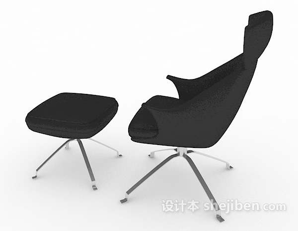 现代风格黑色单人休闲椅3d模型下载