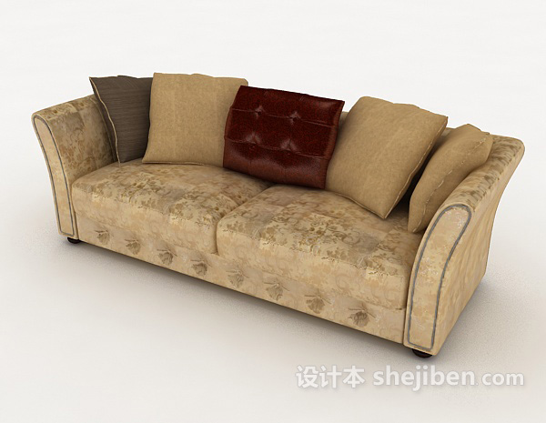 免费经典欧式双人沙发3d模型下载