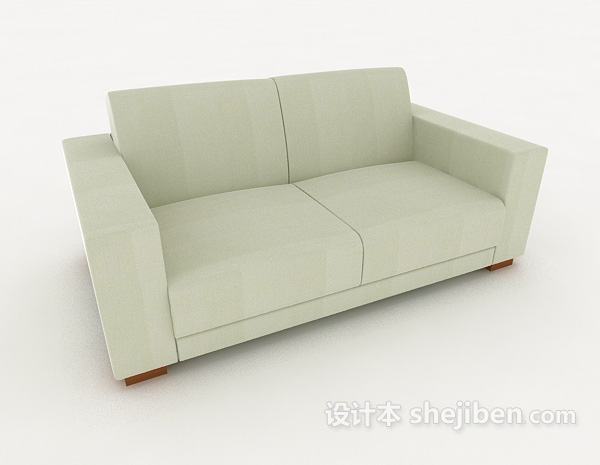 免费新中式浅色双人沙发3d模型下载
