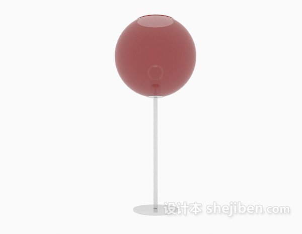 免费红色球形台灯3d模型下载