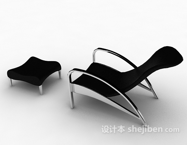 设计本现代黑色简单休闲椅3d模型下载