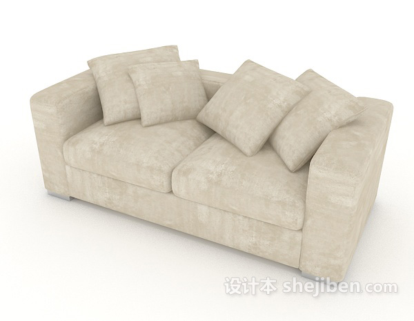 设计本灰色简约家居双人沙发3d模型下载
