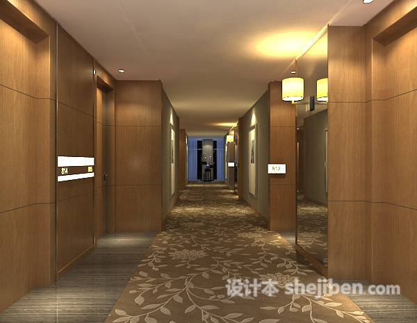 宾馆过道走廊3d模型下载