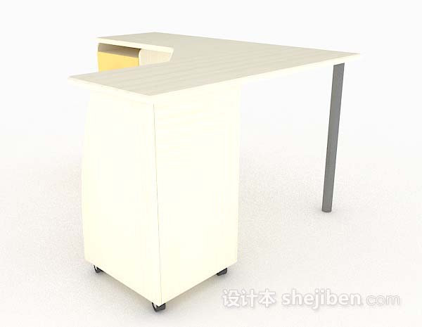 免费现代简约黄色书桌3d模型下载