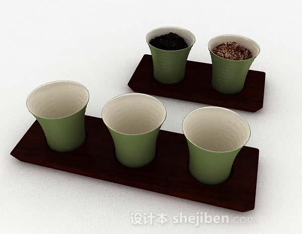 设计本绿色简单茶具3d模型下载