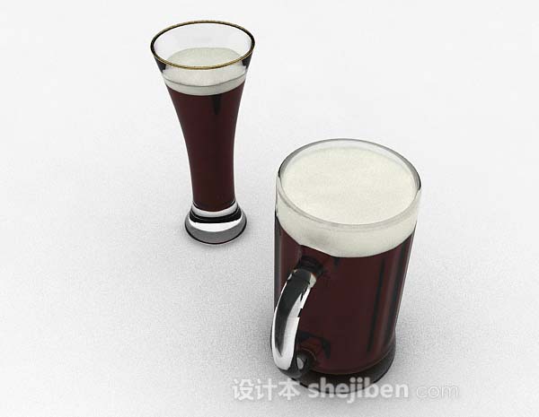 现代风格玻璃啤酒杯3d模型下载