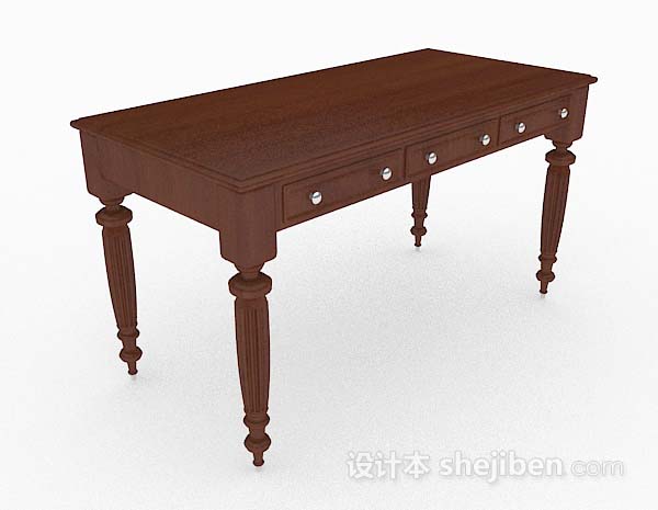 欧式木质书桌3d模型下载