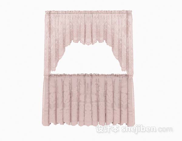 粉色可爱窗帘3d模型下载
