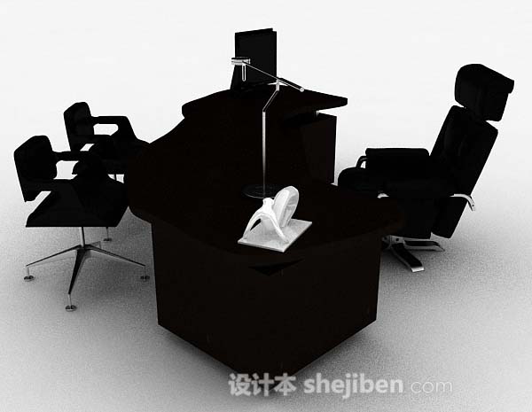 设计本现代木质办公桌椅3d模型下载