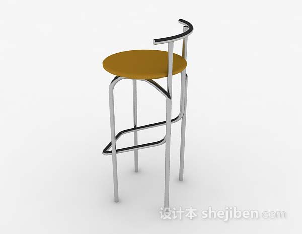 设计本现代金属黄色吧台椅3d模型下载