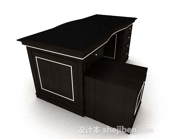 现代风格黑色个性书桌3d模型下载