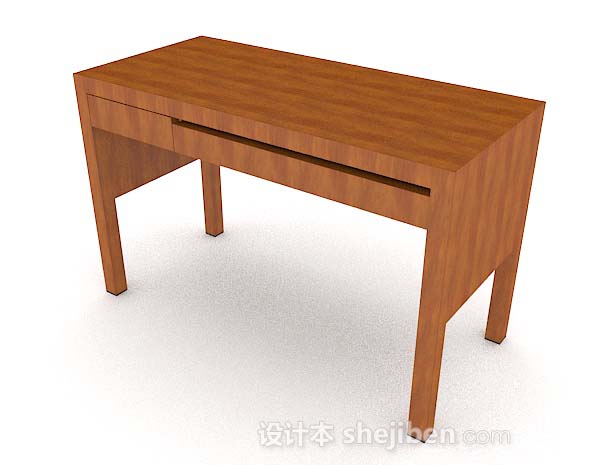 现代风格黄棕色简约木质书桌3d模型下载