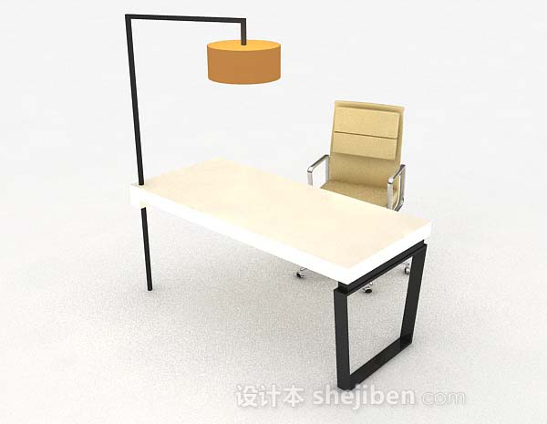 黄色简约桌椅组合3d模型下载