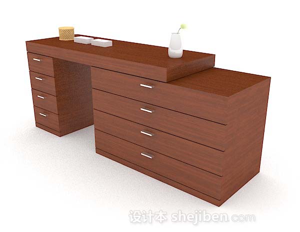 免费现代简约棕色书桌3d模型下载