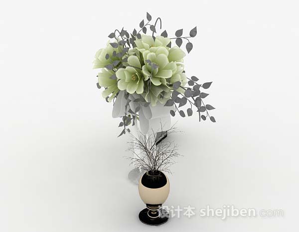设计本室内花朵盆栽3d模型下载