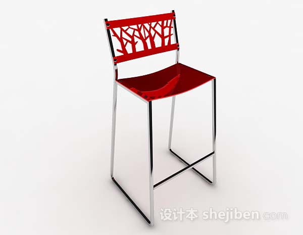 现代风格现代个性红色高脚椅子3d模型下载