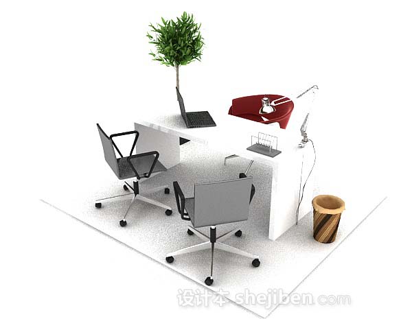 免费现代简约办公桌椅3d模型下载