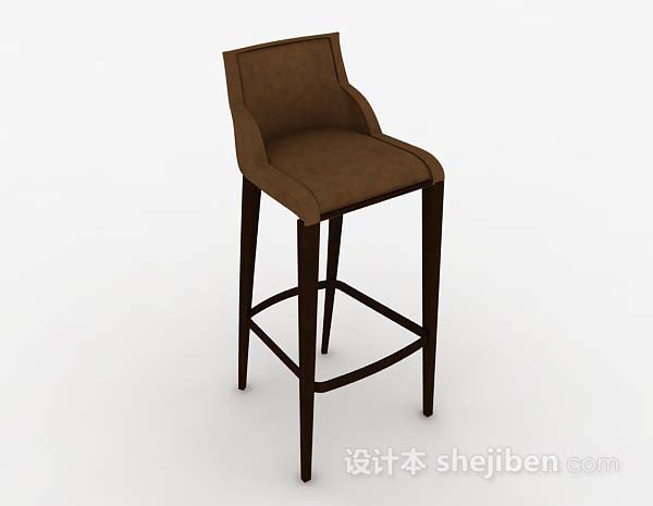 木质棕色吧台椅3d模型下载