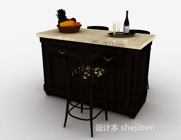 现代风格现代家居餐桌椅组合3d模型下载
