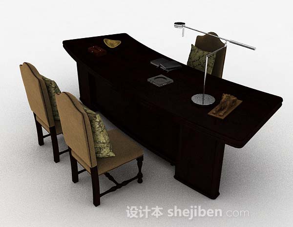 现代风格高档办公桌椅组合3d模型下载