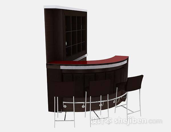 免费黑色酒柜摆台桌椅组合3d模型下载