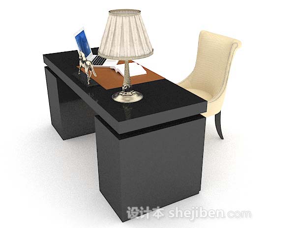 现代风格简约办公桌椅3d模型下载
