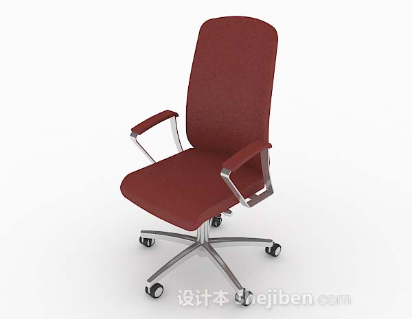 现代风格轮滑式红色办公椅子3d模型下载