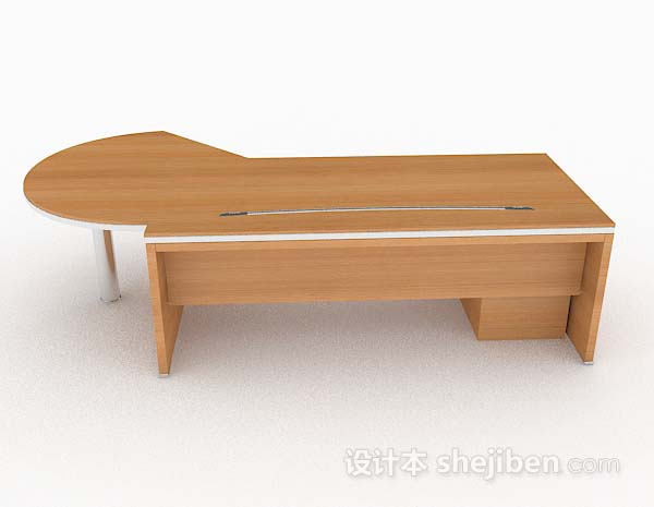 设计本黄色木质简单现代书桌3d模型下载