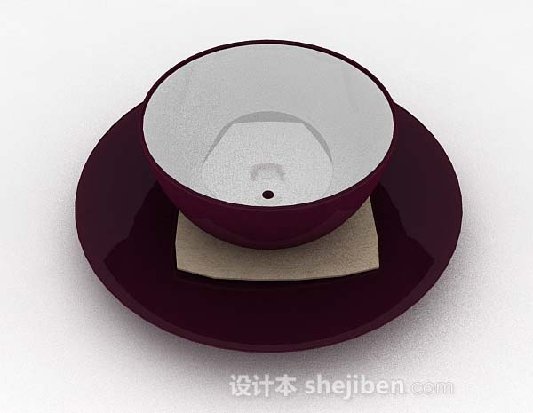 免费紫色陶瓷碗3d模型下载