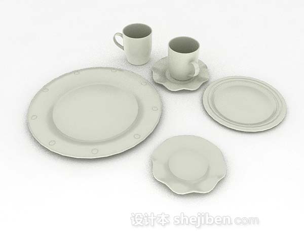现代风格白色简约餐具3d模型下载