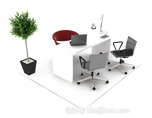 现代简约办公桌椅3d模型下载