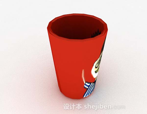 现代风格个性红色马克杯3d模型下载