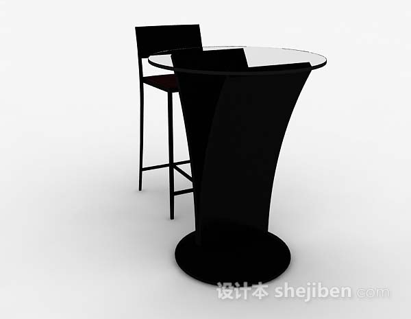 免费黑色简约休闲桌椅3d模型下载