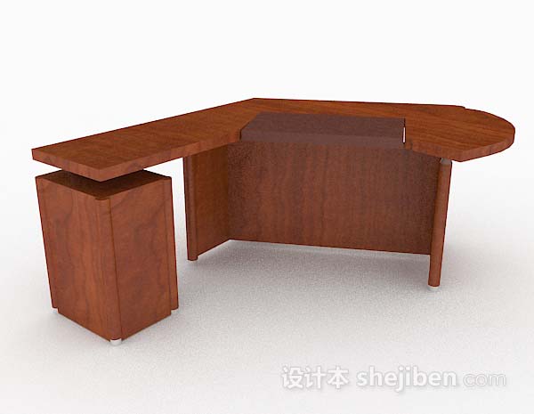 简单棕色木质办公桌3d模型下载