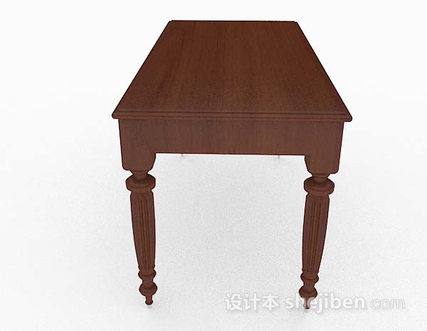 设计本欧式木质书桌3d模型下载