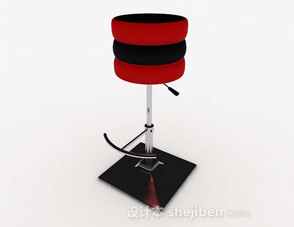 红色休闲圆凳3d模型下载