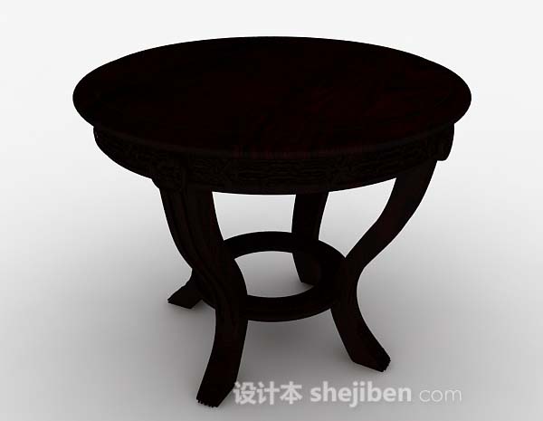 现代风格深棕色圆形餐桌3d模型下载