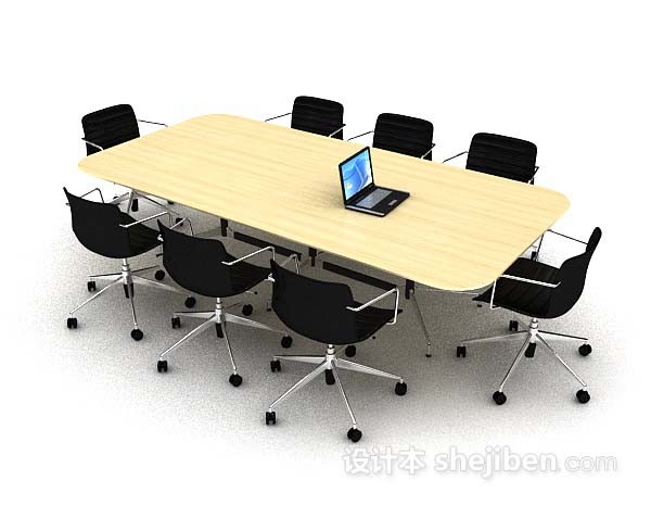 免费现代办公会议桌椅3d模型下载