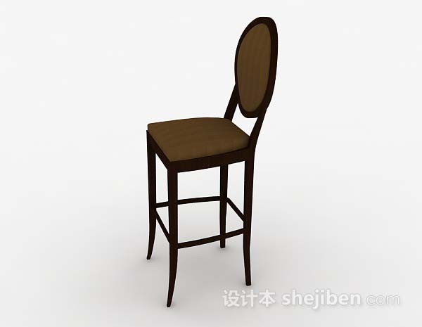 免费木质棕色高脚休闲椅3d模型下载