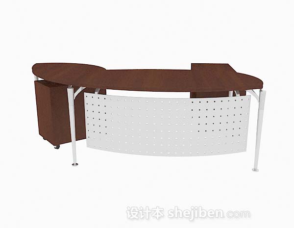 设计本现代简约木质办公桌子3d模型下载