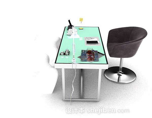 设计本现代简单办公桌椅组合3d模型下载