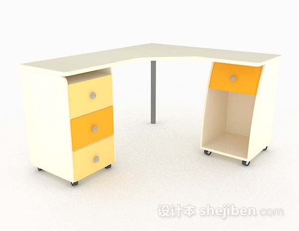 现代简约黄色书桌3d模型下载