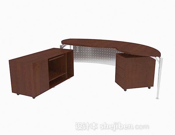现代简约木质办公桌子3d模型下载