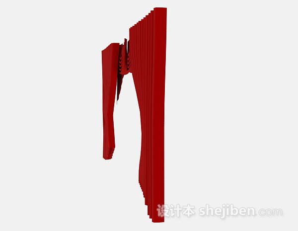 设计本红色家居窗帘3d模型下载
