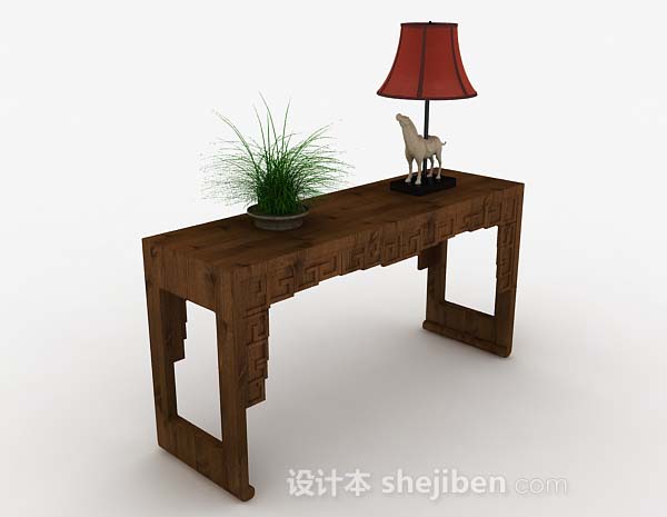 棕色木质桌子3d模型下载