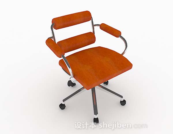 橙黄色轮滑式家居椅子3d模型下载
